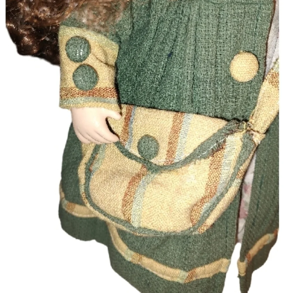 Vintage Victorian style doll With Brown Curly Hair